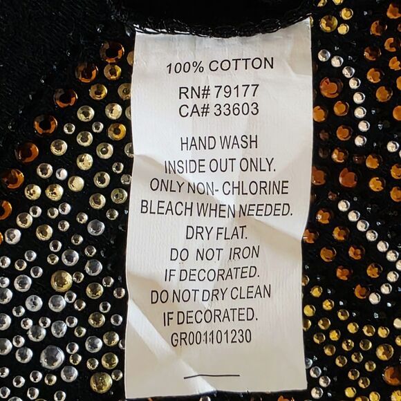 Hard Rock Cafe CLEVELAND Women's Black T-Shirt Rhinestone Logo Cotton Chest 42" - Picture 6 of 6